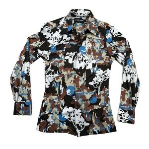 Vintage Johnny Miller Shirt Mens Sm Sears Disco 1970s Abstract Loud Stretch Club